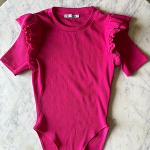 NWOT Zara Hot Pink Stretch Top Size Medium